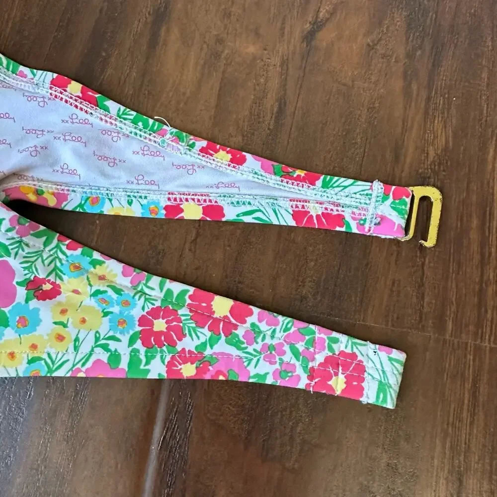 LILLY PULITZER Bandeau Bikini Top Floral Ruffled Padded Strapless